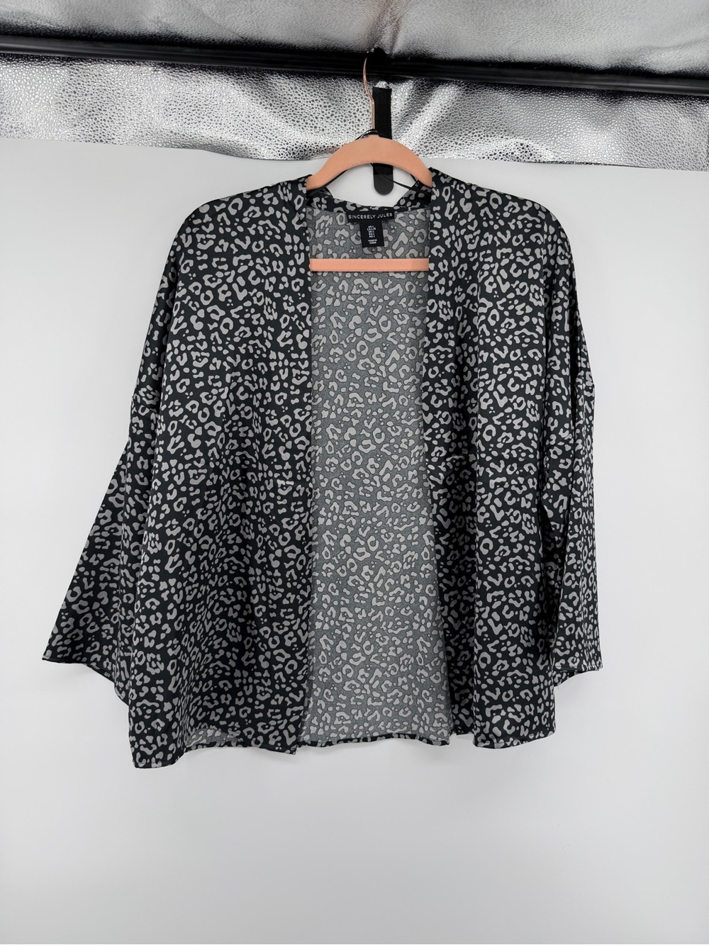 Sincerely Jules‎ MobWife Edge Streetwear Black Leopard Print Kimono Cardigan SzL